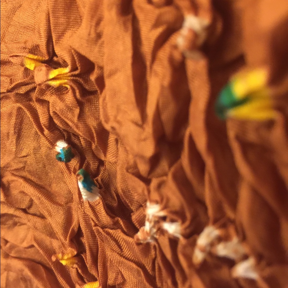 Shawl from India a traditional Bandhani silk, a 6th century technique, 28x36".